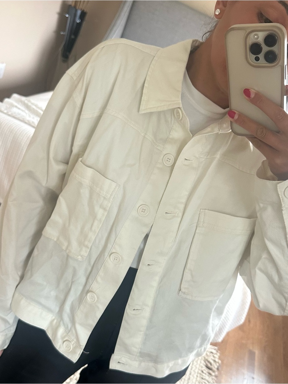 Max Studio Cream Cotton Utility Jacket